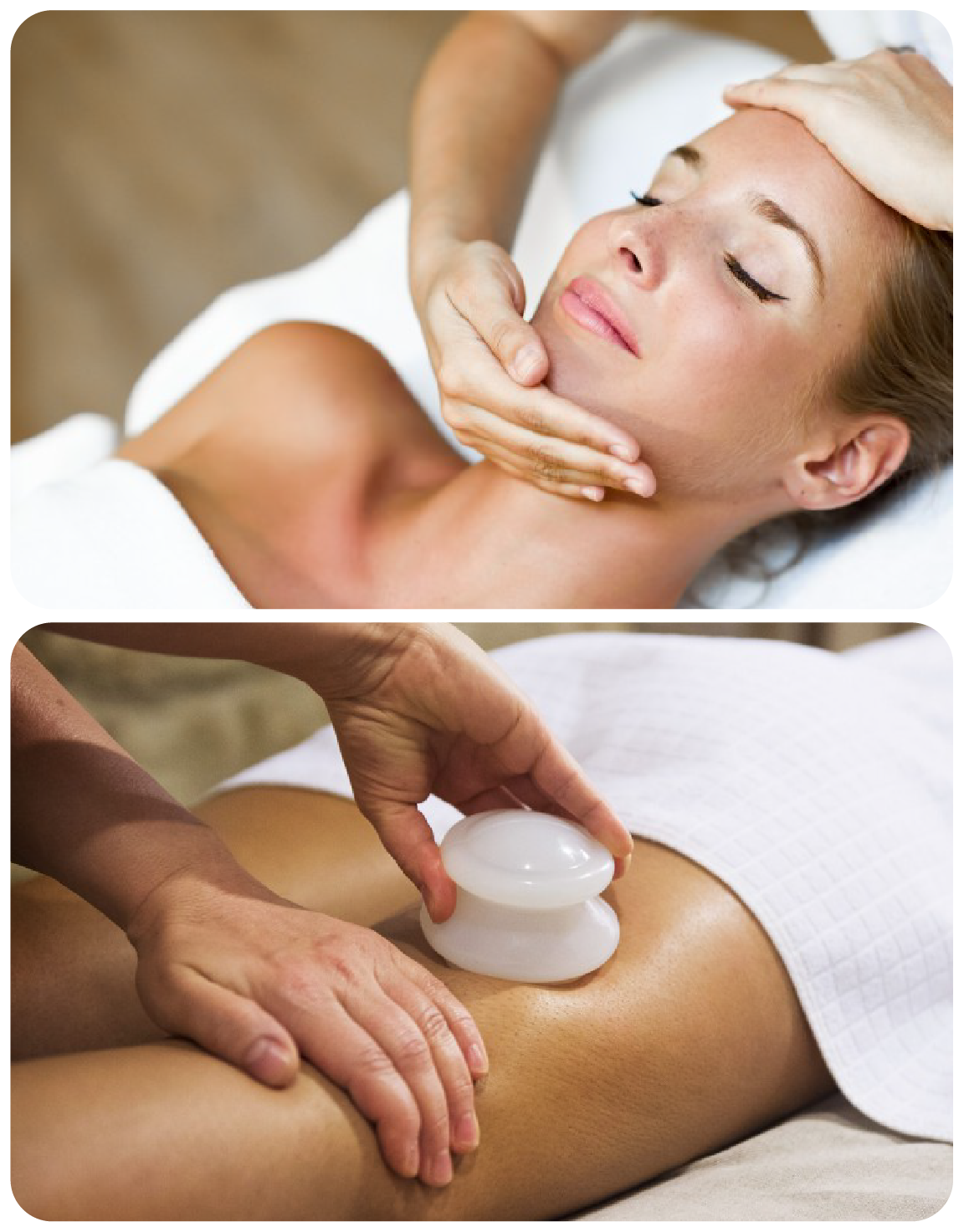 2 photos qui représentent les massages et beauté